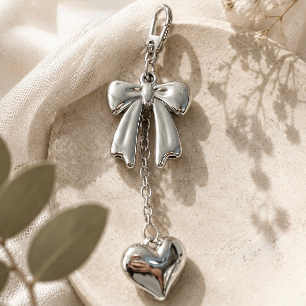 Bow & Heart Bag Charm