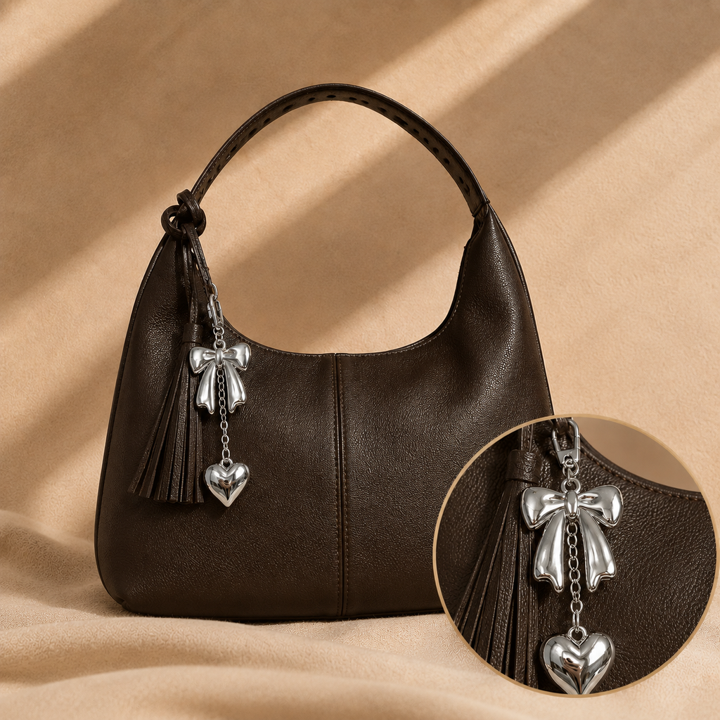 Bow & Heart Bag Charm